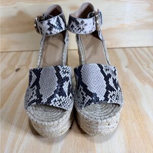 Marc Fisher LTD Snake Print Espadrille Wedge Sandals